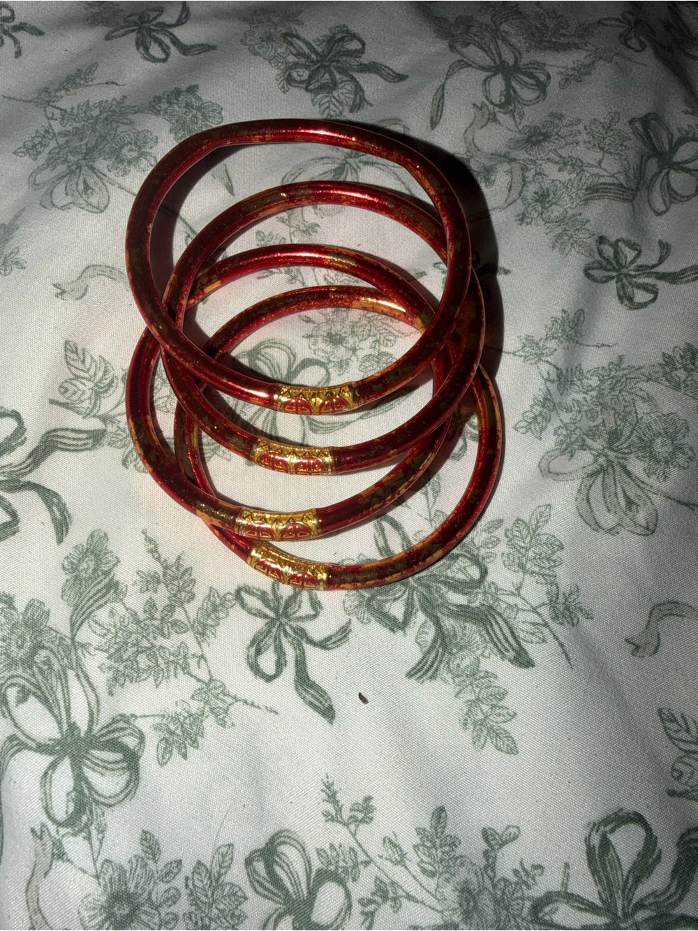 Red and Gold Bangle Bracelet Set - Women Jewelry